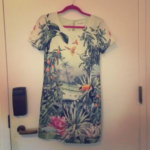 H&M toucan green silky dress