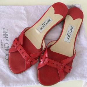 Jimmy Choo flat red sandals. Reduced!