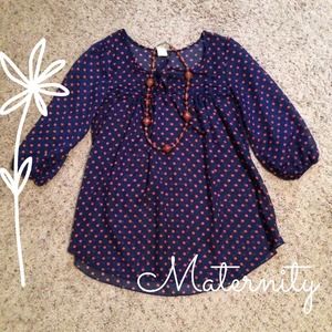 ❗️️️SALE❗️Navy and Orange Sheer Maternity Blouse