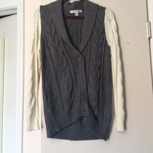 Forever 21 cable knit gray and cream cardigan