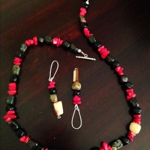 Multi-gemstone toggle necklace set