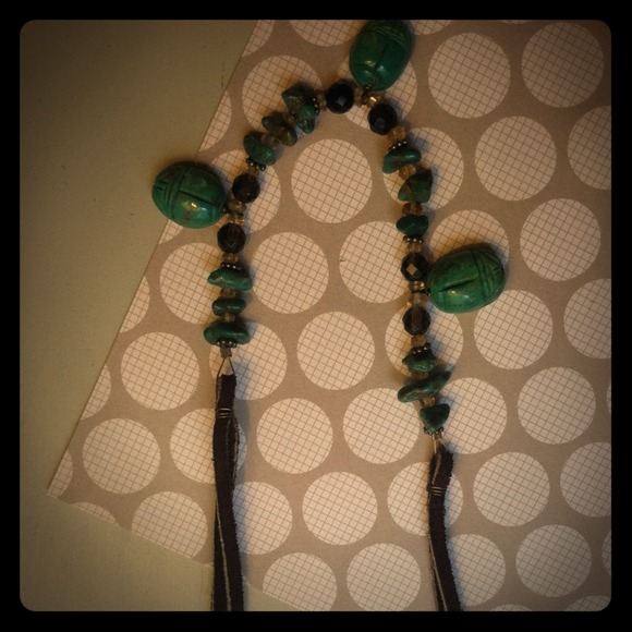 Cute stone and leather necklace