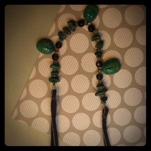 Cute stone and leather necklace