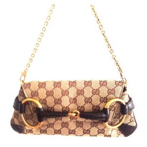 Gucci Brown Monogram Horsebit Pochette Handbag