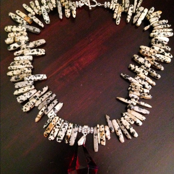 Jasper sticks necklace w/ acrylic pendant