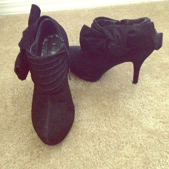 Black suede booties super cute; super comfortable