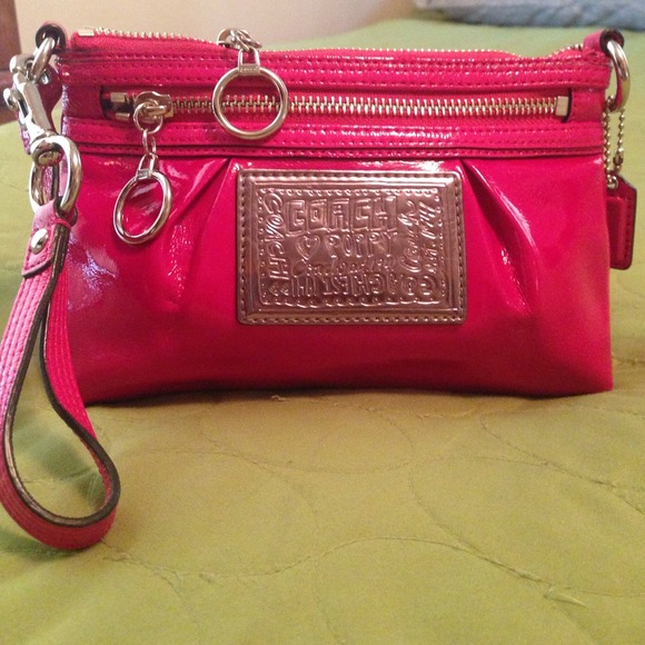 Coach patent poppy wristlet