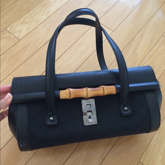 Gucci Handbags - 🎉 HP Gucci Bamboo Bullet leather + canvas handbag