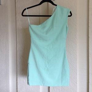 ZARA mint one shoulder dress