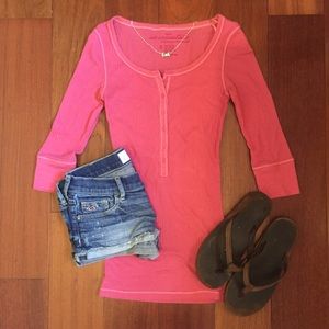 Pink 3/4 Sleeved Henley