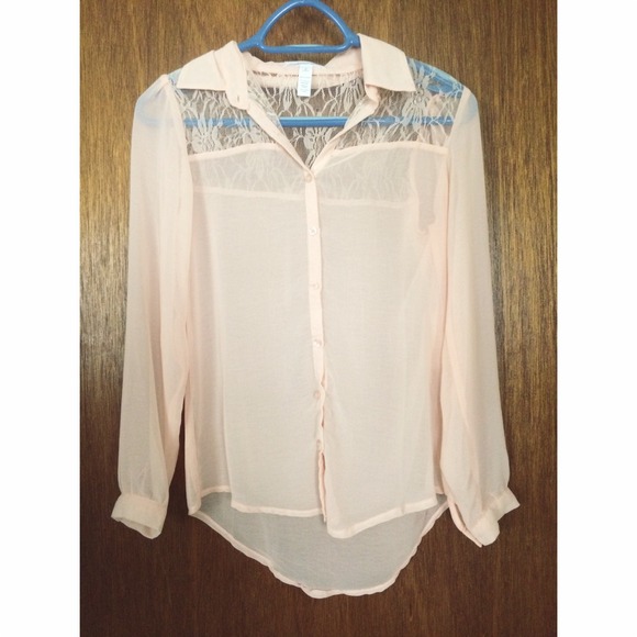 Sheer button up with lace