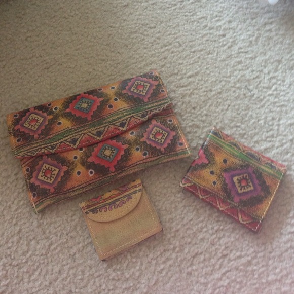 Three Piece Handmade Leather Wallet/Clutch set