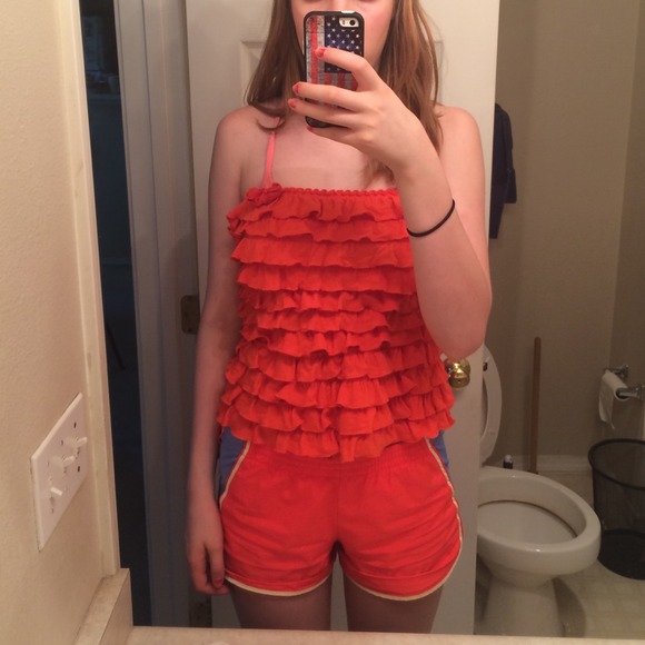 Frilly tube top.