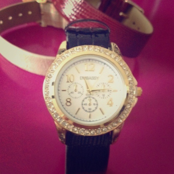 Gold and white watch