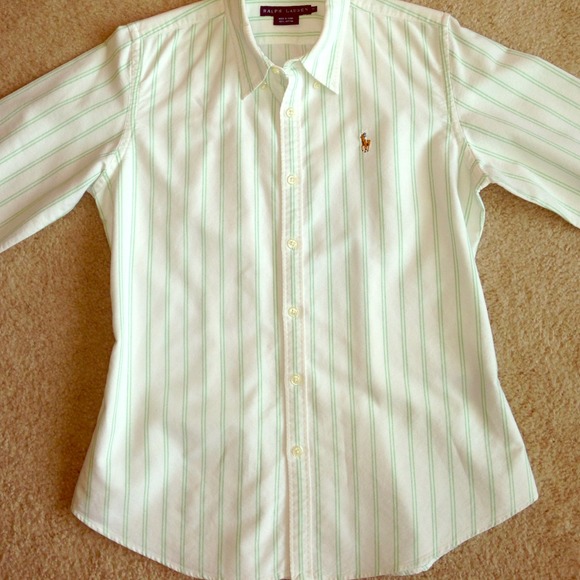 Slim fit long sleeve polo with green stripes