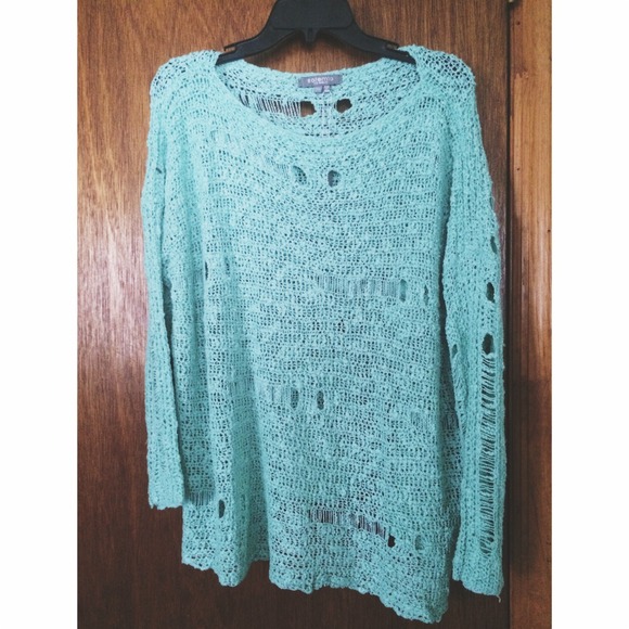 Mint distressed sweater