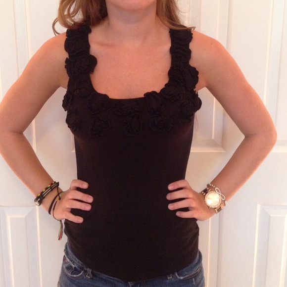 Black Rose detailed Tank Top.