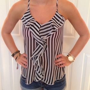 SOLD 🎉 Black and White Striped Tank Top