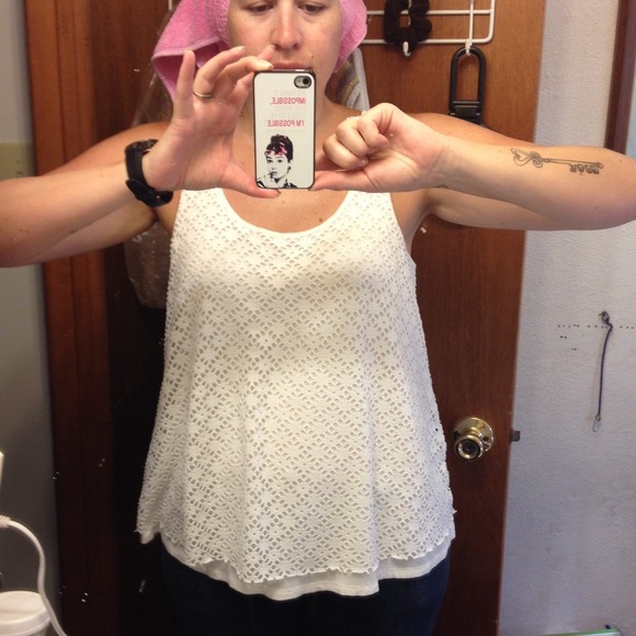 White eyelet tank top