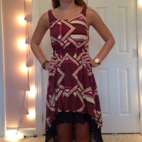 Pink Pattern Hi-Low Dress