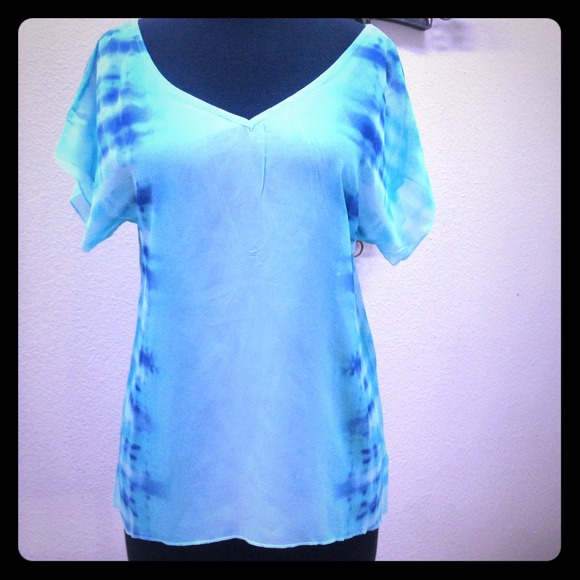 Sheer blue tie die blouse