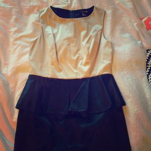 Beige and Black Peplum Dress