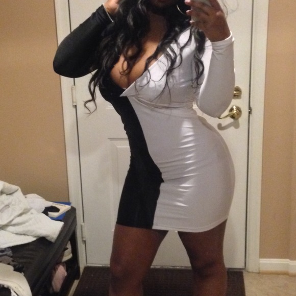 Black and white bodycon dress