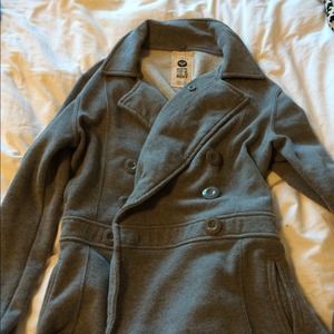 Grey Sweat-shirt fabric Pea Coat