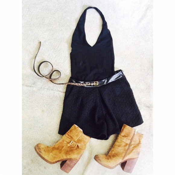 *SOLD* Black Shorts with Leatherette Waistband