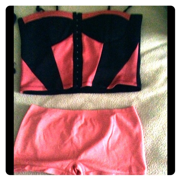 Black buster and Orange short Set