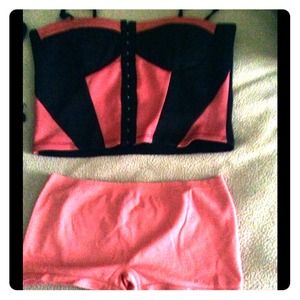 Black buster and Orange short Set