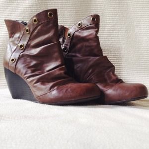 Brown Wedge Heeled Booties