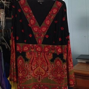 INC women's Indian print top