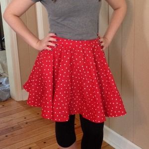Red polka dot skirt