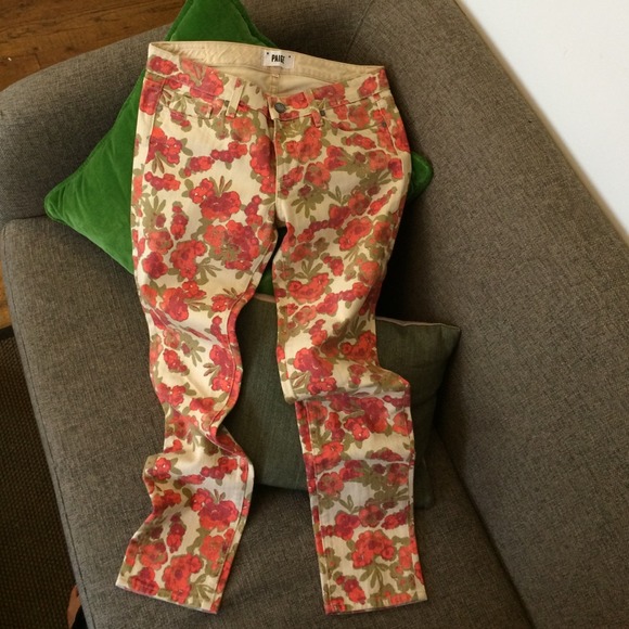 Paige floral-printed skinny cropped jeans, size 28 - Picture 3 of 4