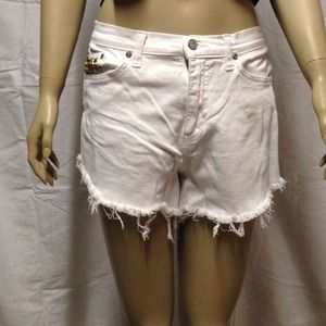White high waist studded shorts