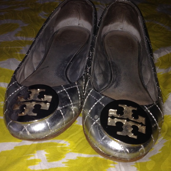 Silver Tory Burch flats