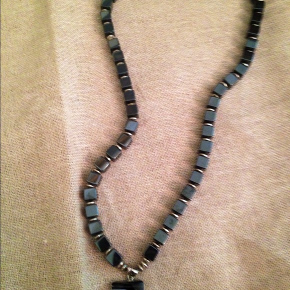 Heavy hematite toggled necklace