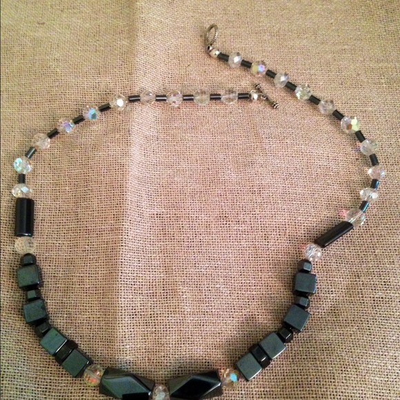Austrian Crystal and hematite toggle necklace