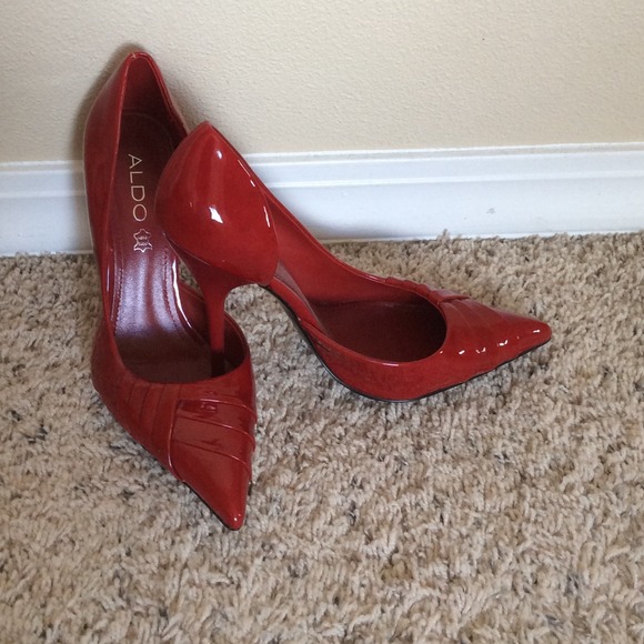 Red patent leather stilettos