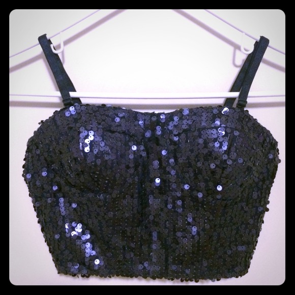 Forever 21 blue sequin crop top