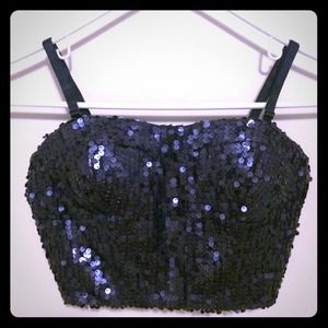 Forever 21 blue sequin crop top