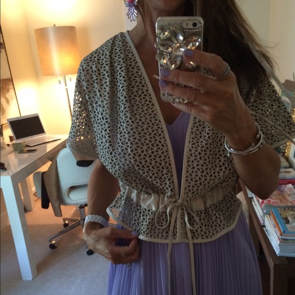 illia Geometric Perforated Leather Crop Jacket