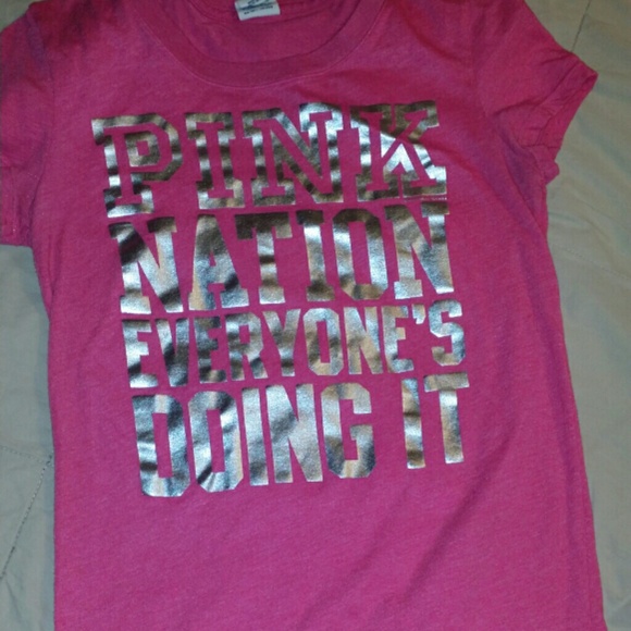 *SOLD* VS Pink Tee with silver writing
