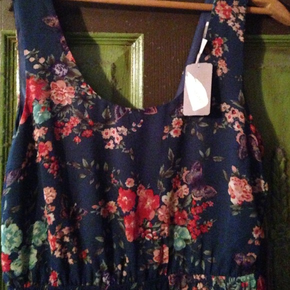 Floral print blue maxi dress - Picture 2 of 4