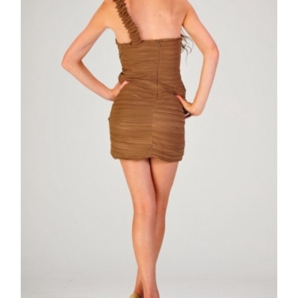 Miss Minuet Ruffle Taupe Cocktail Dress - Picture 2 of 2