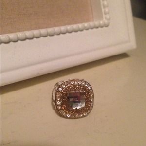 Gold cocktail ring and pearl stone ring