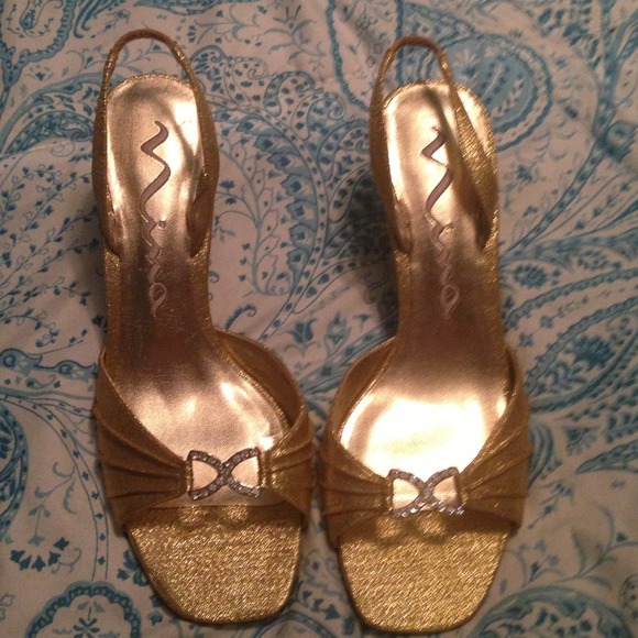 Gold and Crystal Embellished Heels