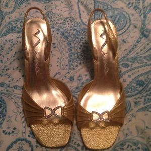 Gold and Crystal Embellished Heels