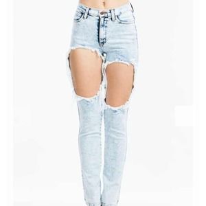 Thigh hole high waist jeans 👖